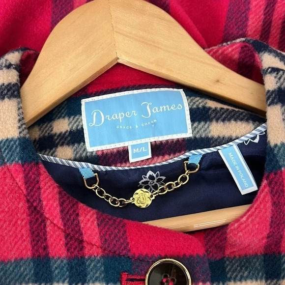 Draper James Plaid Wool Blend Cape Size M/L - Picture 6 of 10